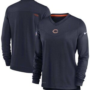 Nike Women's Chicago Bears Dri-Fit NFL Pull Over Long Sleeve Navy Shirt (Medium)